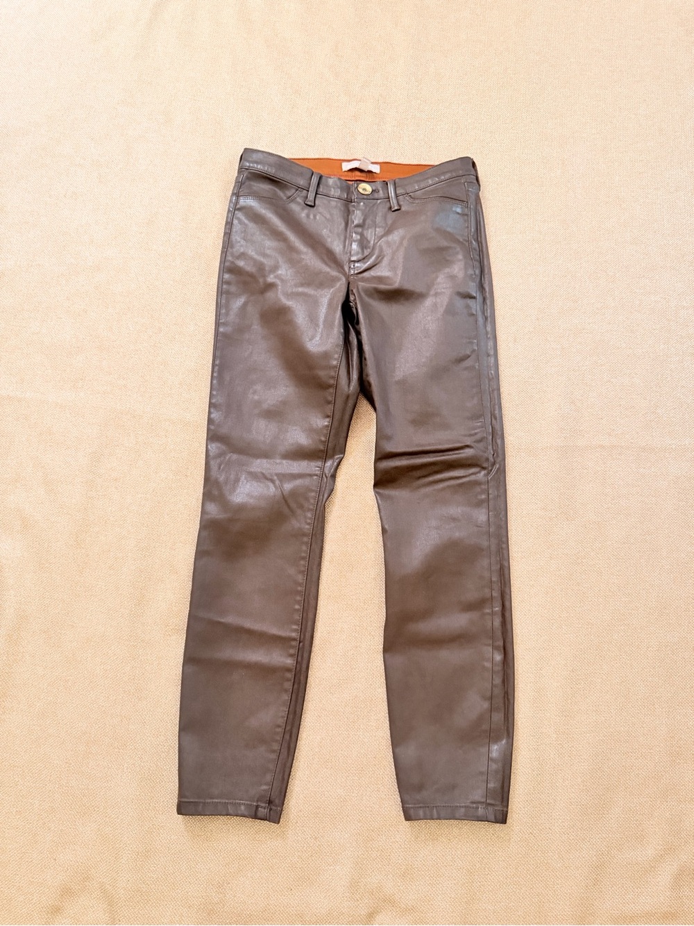 Banana Republic Slim Fit Wax Coated High Rise Pant Brown Womens 25P